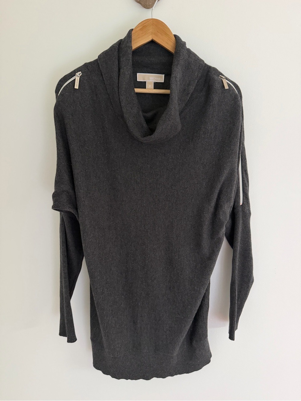 MICHAEL Michael Kors Cowl Neck Zip Detail Tunic Sweater M